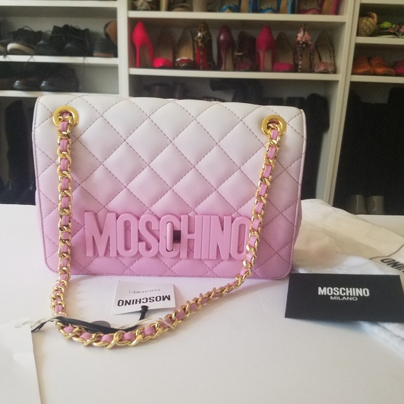 Moschino Handbags - Moschino Pink Dégrade Quilted Leather Shoulder Bag
